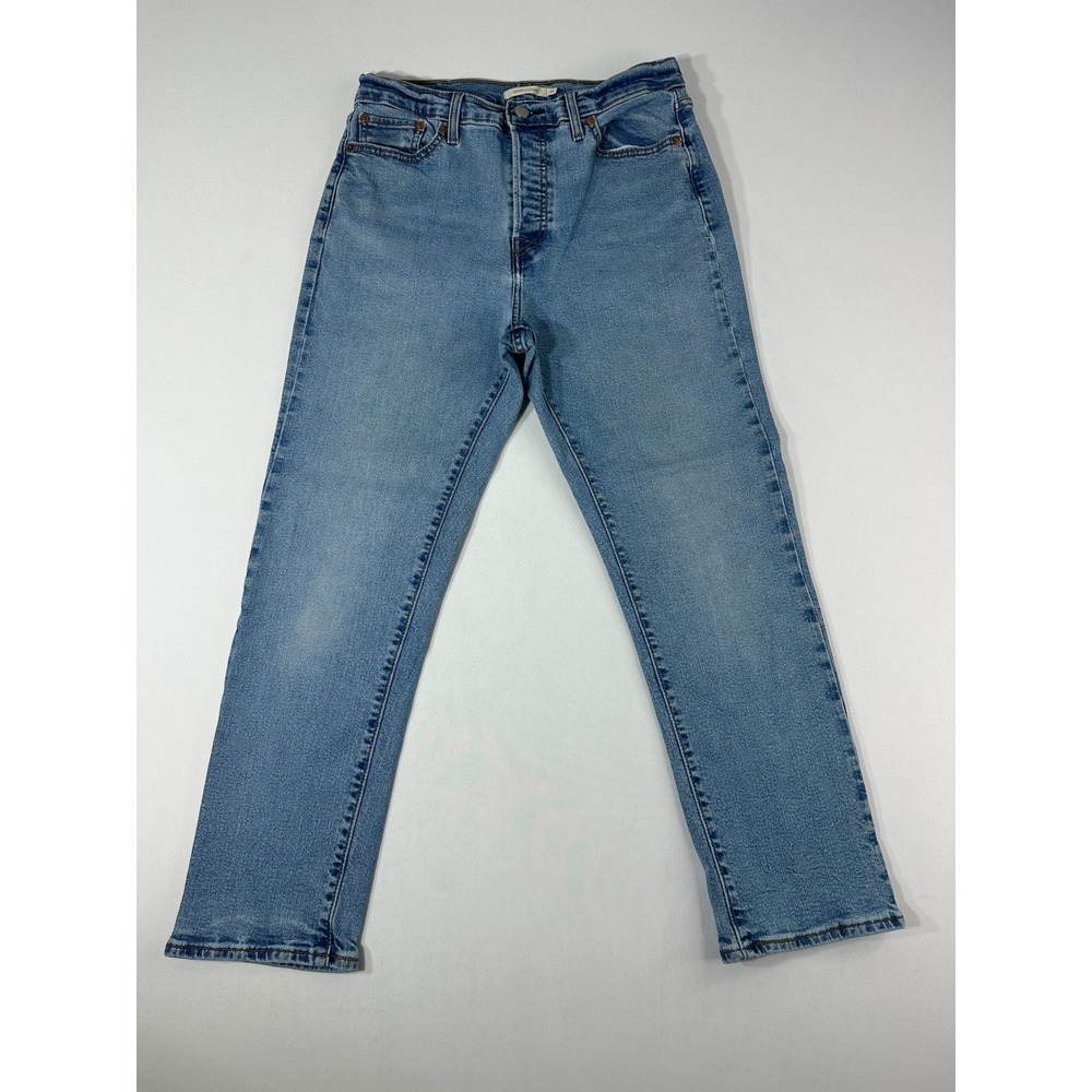 Levis Wedgie Straight Jeans Blue Denim Button Fly High Rise 31x26.5